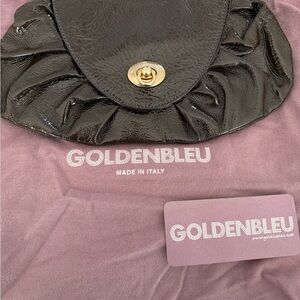 Vintage Y2K Oversized Dark Gray Patent Leather Goldenbleu Katie Clutch. NWT